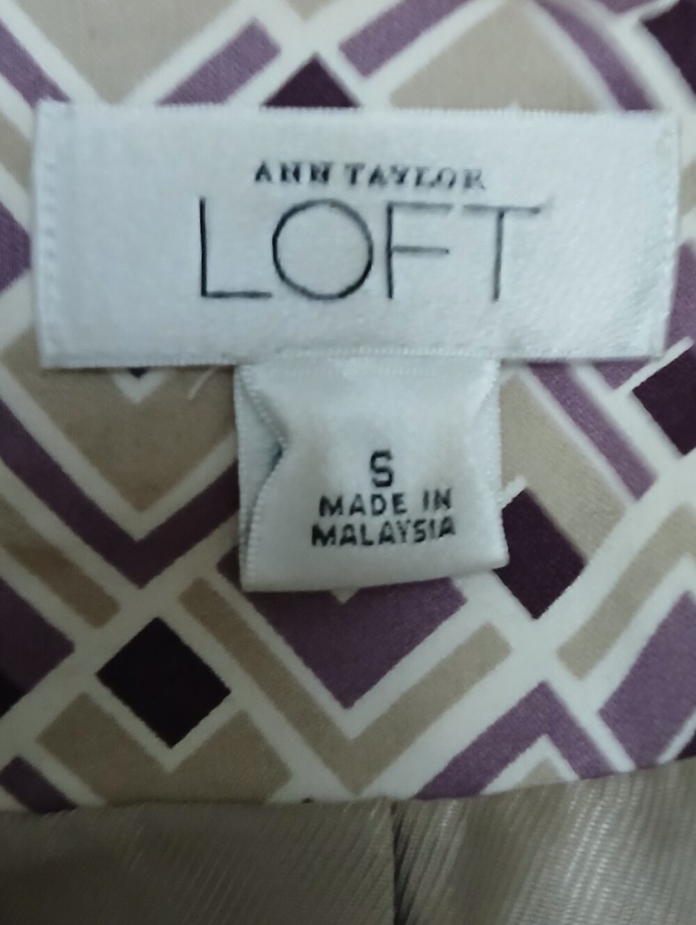 LOFT Patterned Purple & Cream Long Coat - Picture 9 of 9